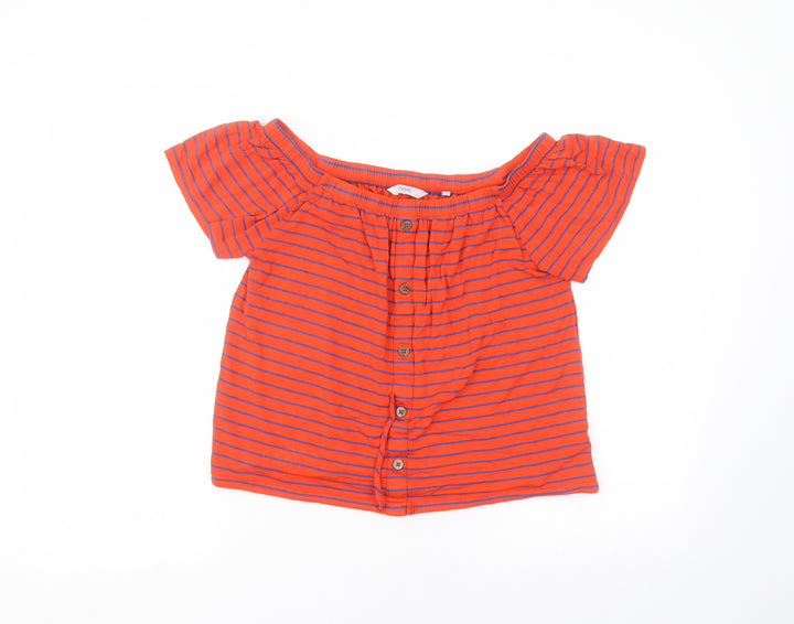 NEXT Womens Red Striped Viscose Basic T-Shirt Size 8