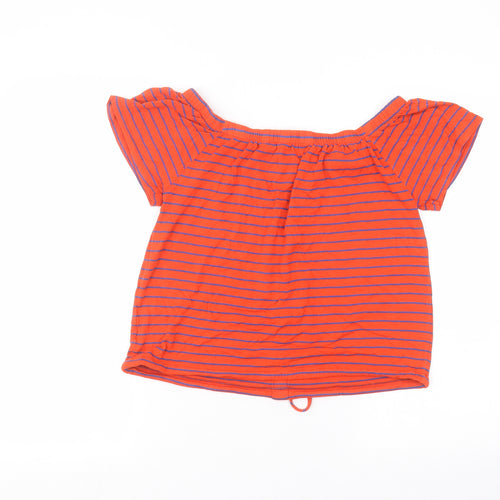 NEXT Womens Red Striped Viscose Basic T-Shirt Size 8