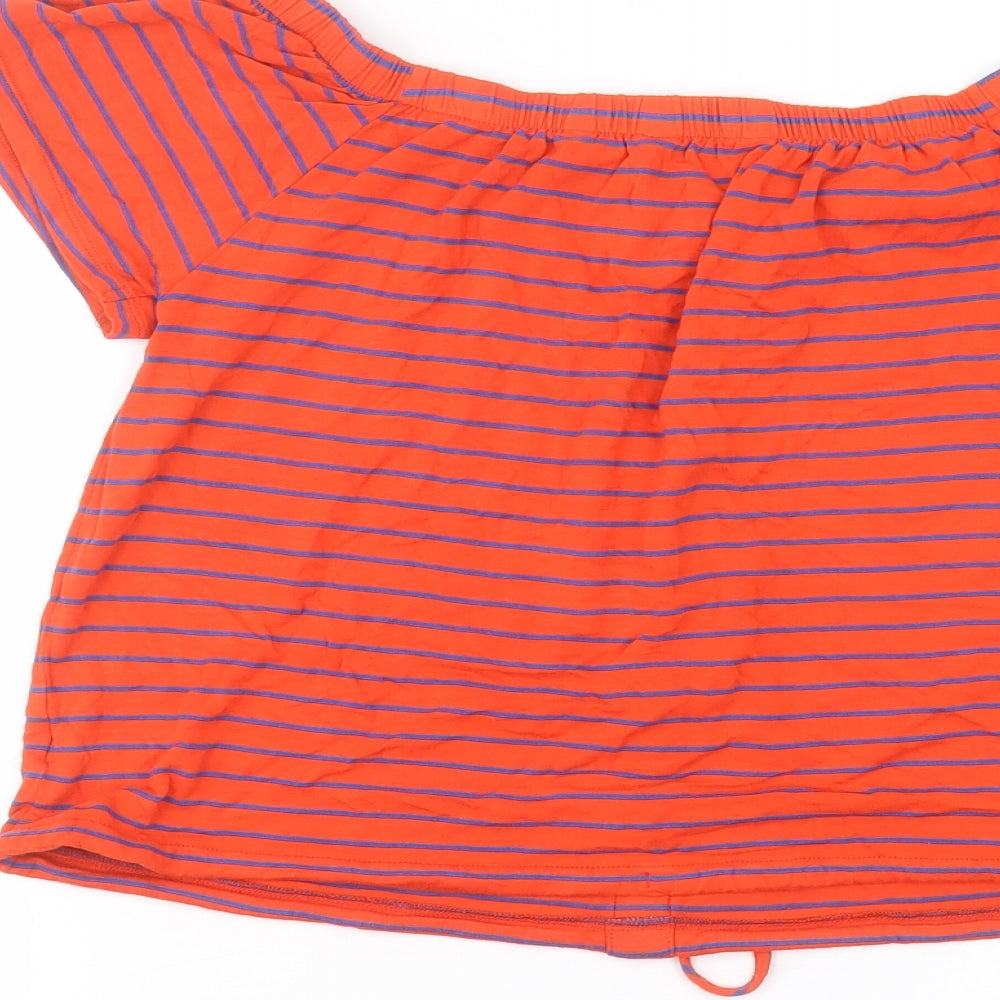 NEXT Womens Red Striped Viscose Basic T-Shirt Size 8
