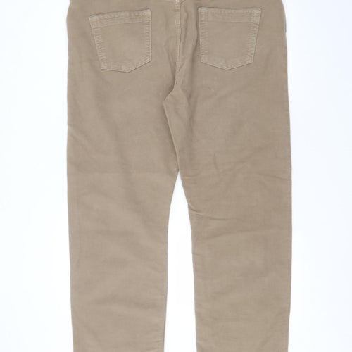 Marks and Spencer Mens Brown  Cotton Straight Jeans Size 42 in L31 in Regular