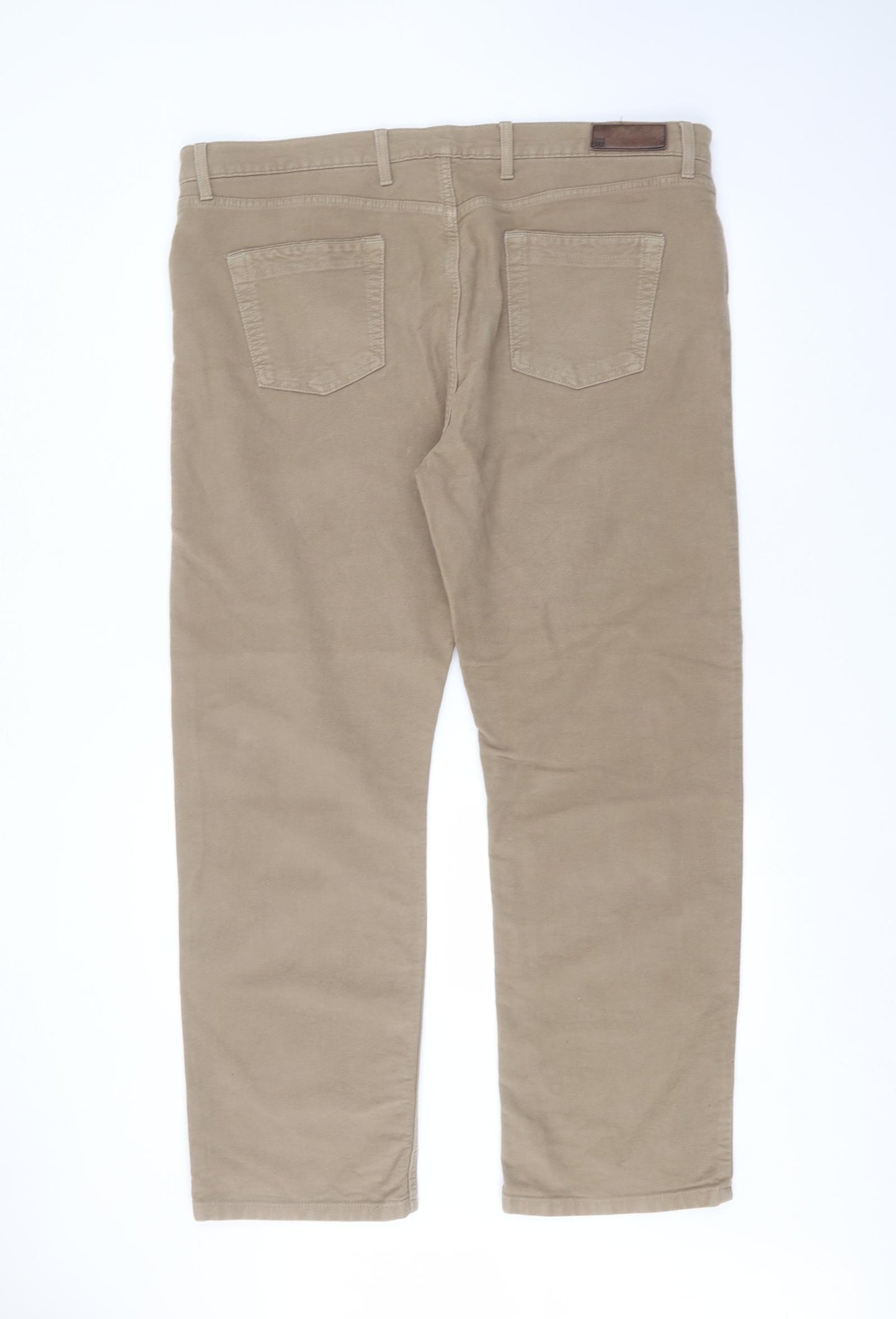 Marks and Spencer Mens Brown  Cotton Straight Jeans Size 42 in L31 in Regular
