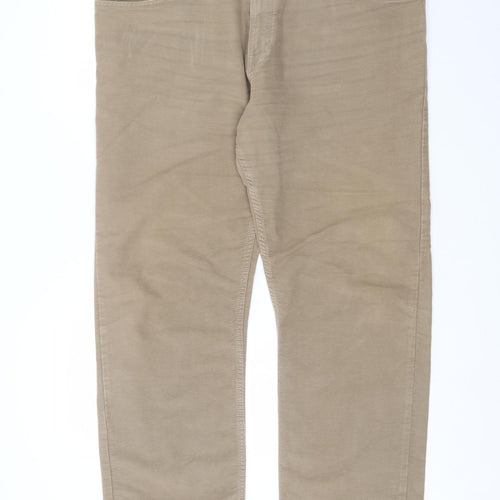 Marks and Spencer Mens Brown  Cotton Straight Jeans Size 40 in L33 in Regular