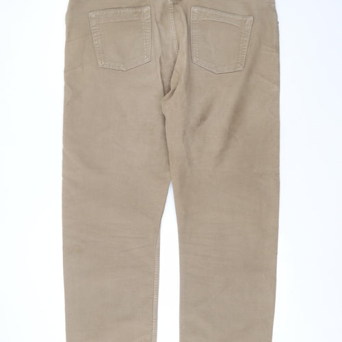 Marks and Spencer Mens Brown  Cotton Straight Jeans Size 40 in L33 in Regular