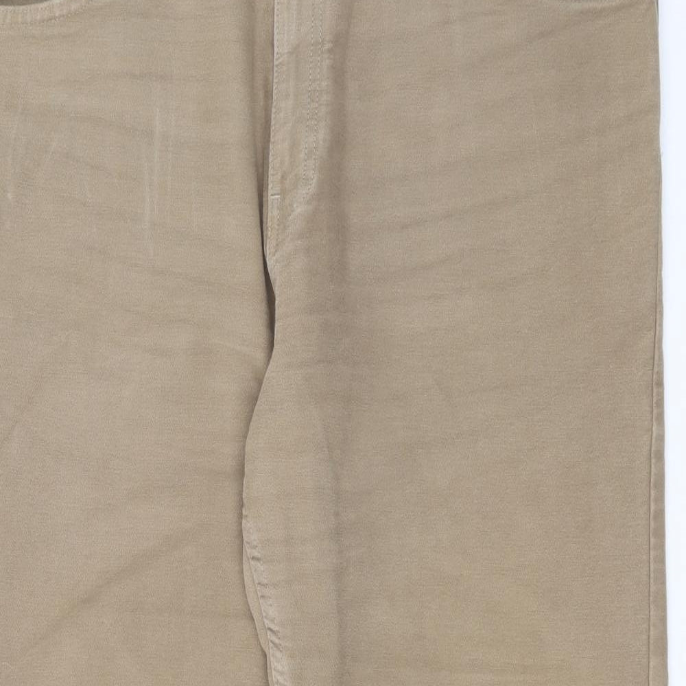 Marks and Spencer Mens Brown  Cotton Straight Jeans Size 40 in L33 in Regular