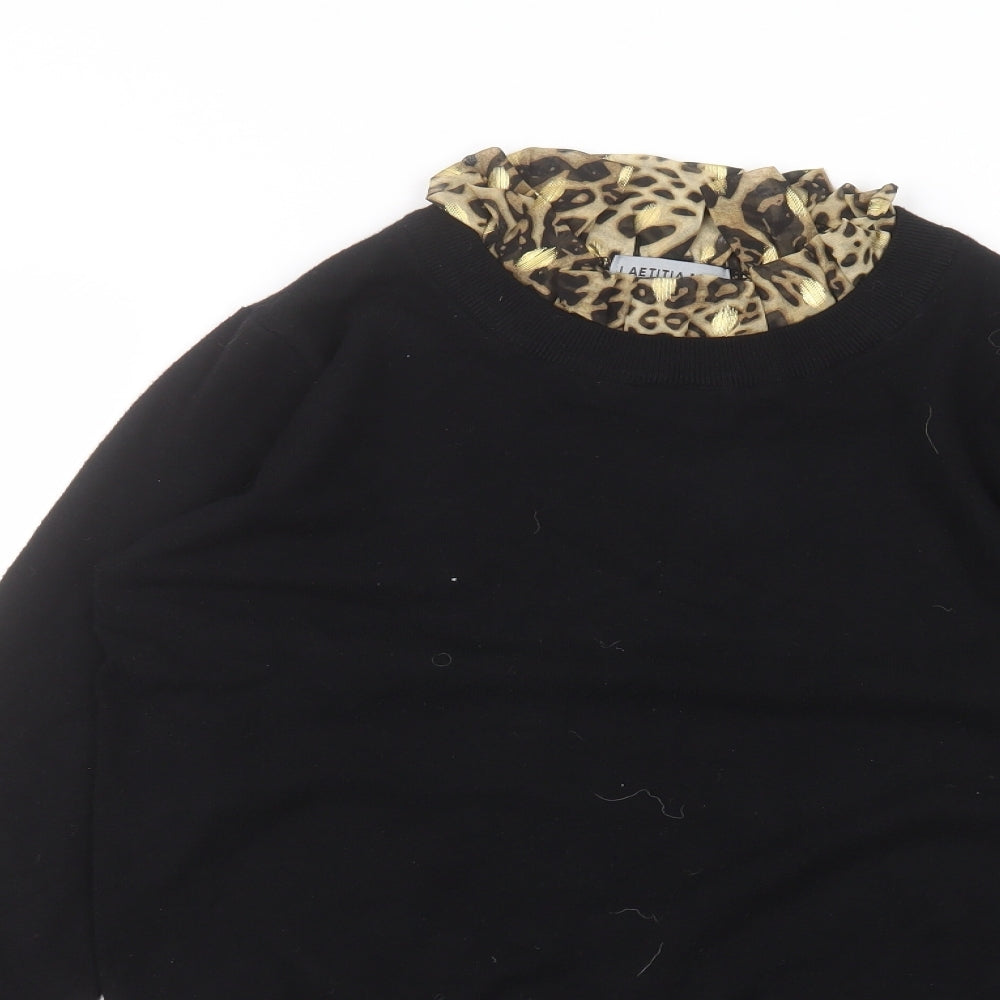 Laetitia Mem Womens Black  Viscose Basic T-Shirt Size S