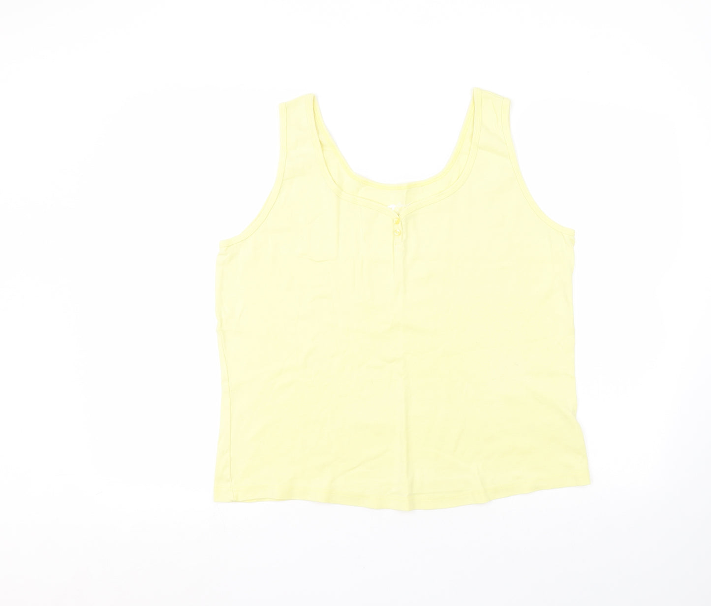 BHS Womens Yellow  Cotton Basic Tank Size 20 Round Neck