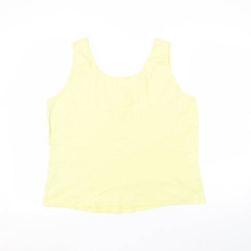 BHS Womens Yellow  Cotton Basic Tank Size 20 Round Neck