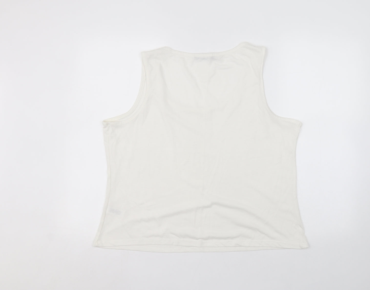 George Womens White  Polyester Basic Tank Size 20 Round Neck