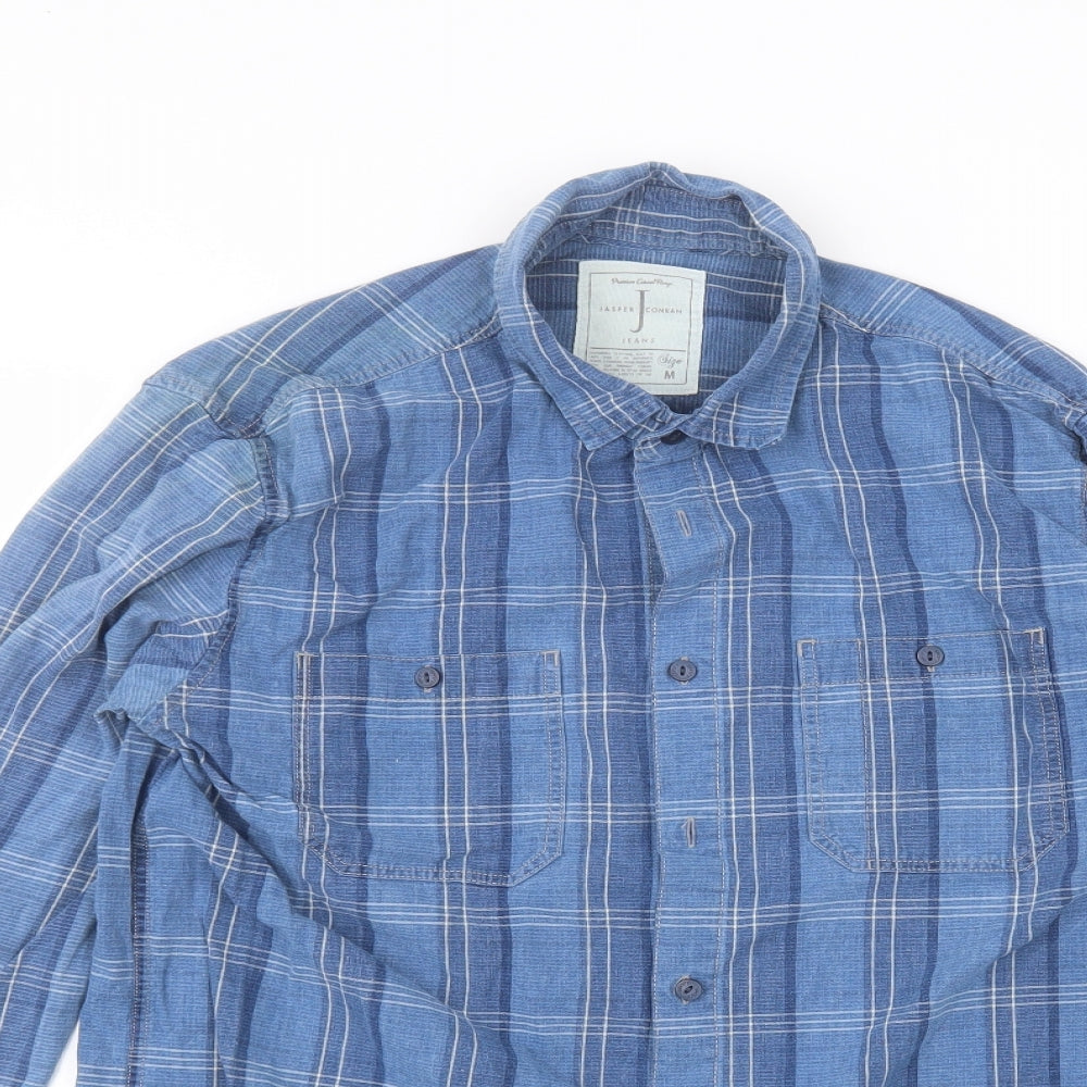 Jasper Conran Mens Blue  Cotton  Dress Shirt Size M Collared