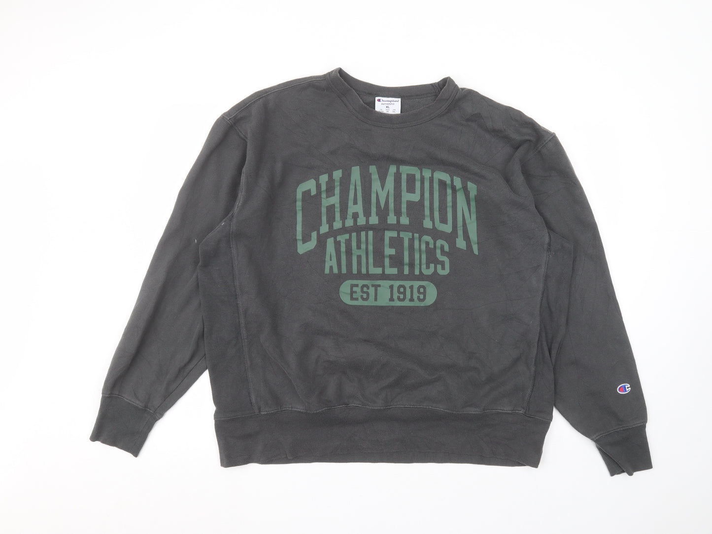 Champion Mens Green Round Neck  Cotton Pullover Jumper Size XL