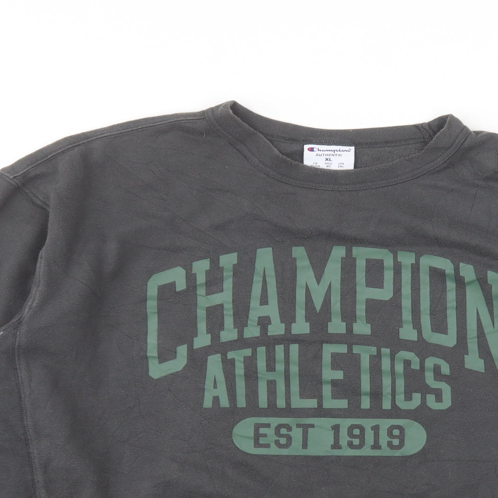 Champion Mens Green Round Neck  Cotton Pullover Jumper Size XL