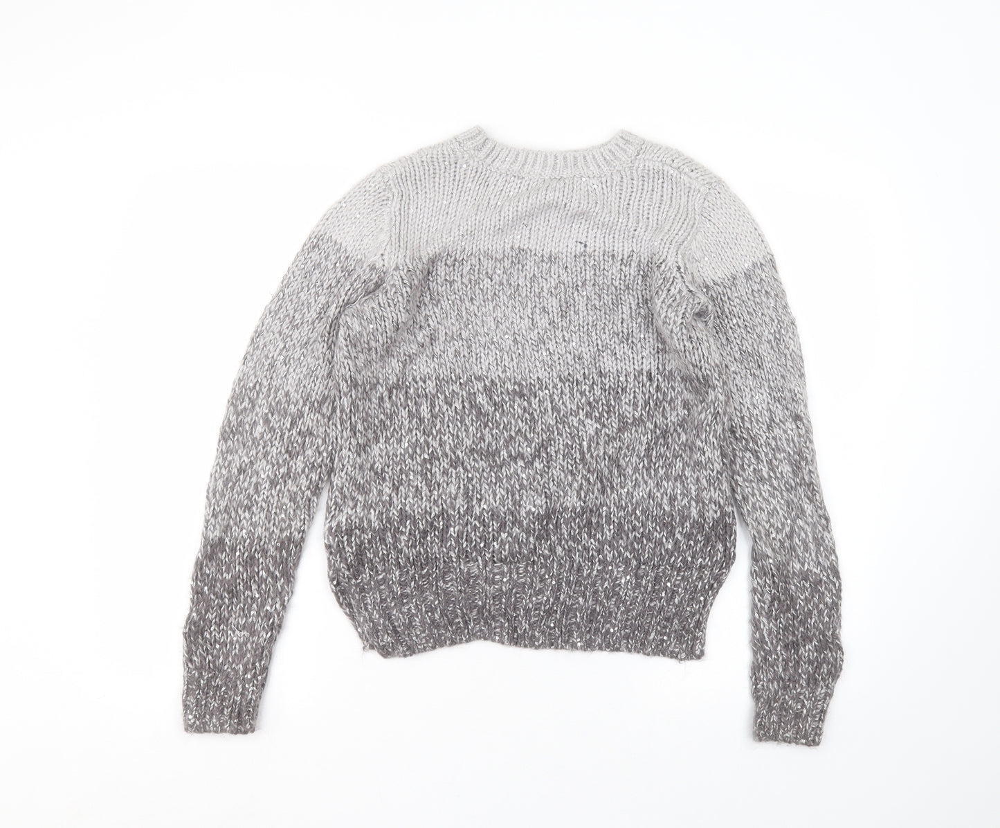 Marks and Spencer Womens Grey Round Neck  Acrylic Pullover Jumper Size 10