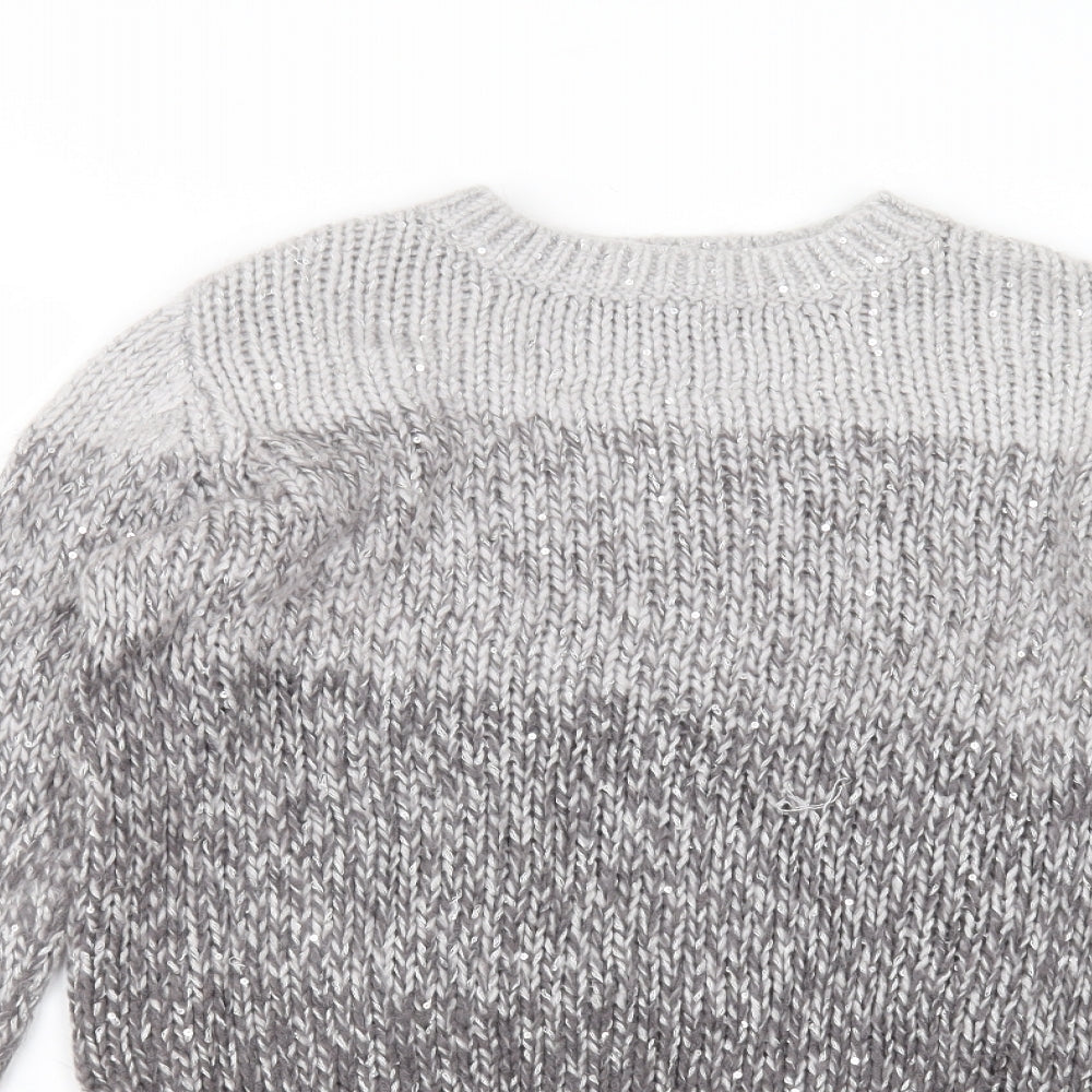 Marks and Spencer Womens Grey Round Neck  Acrylic Pullover Jumper Size 10
