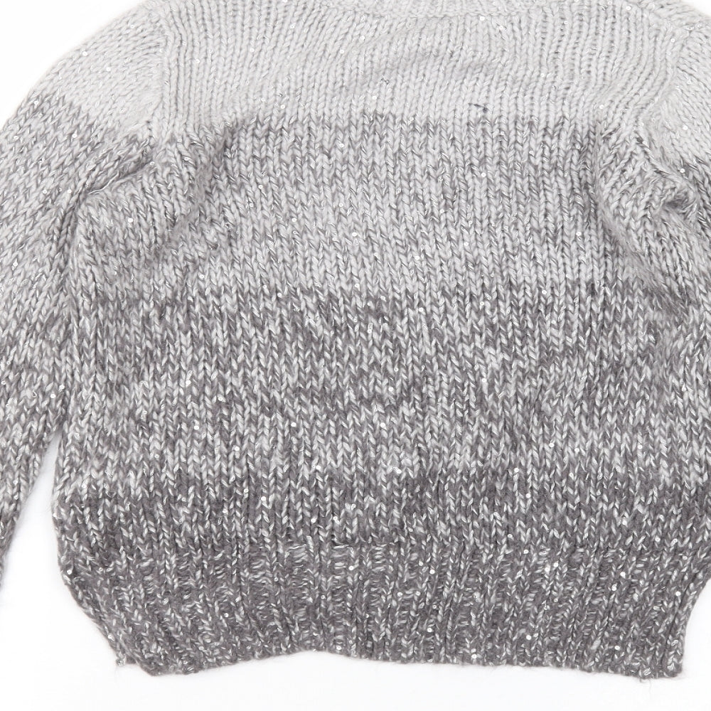 Marks and Spencer Womens Grey Round Neck  Acrylic Pullover Jumper Size 10