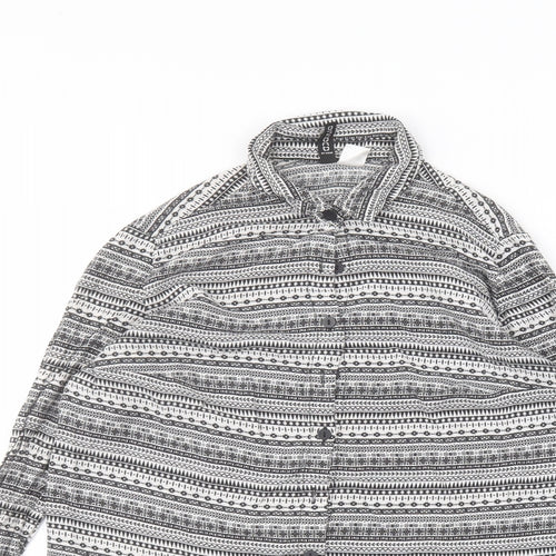 H&M Womens White Striped Viscose Basic Button-Up Size 10 Collared
