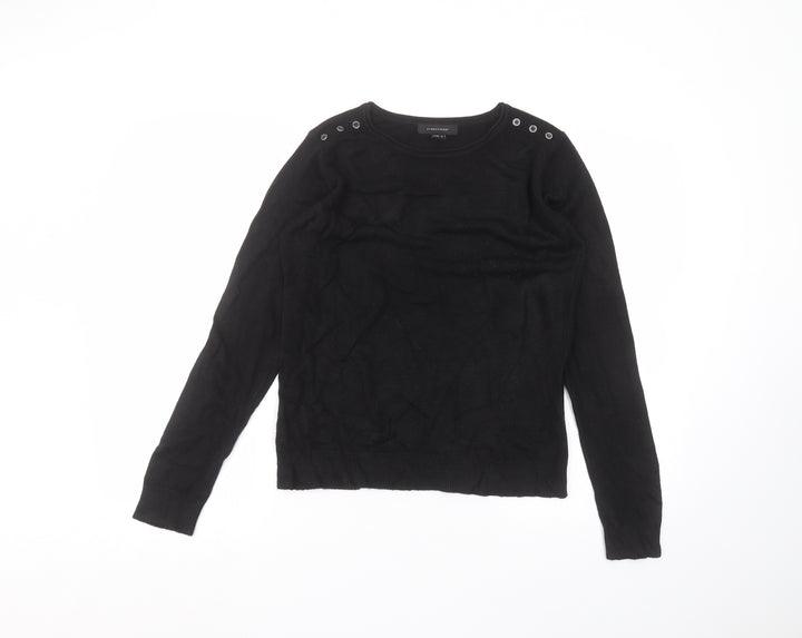 Atmosphere Womens Black Acrylic Basic T-Shirt Size 10 Round Neck
