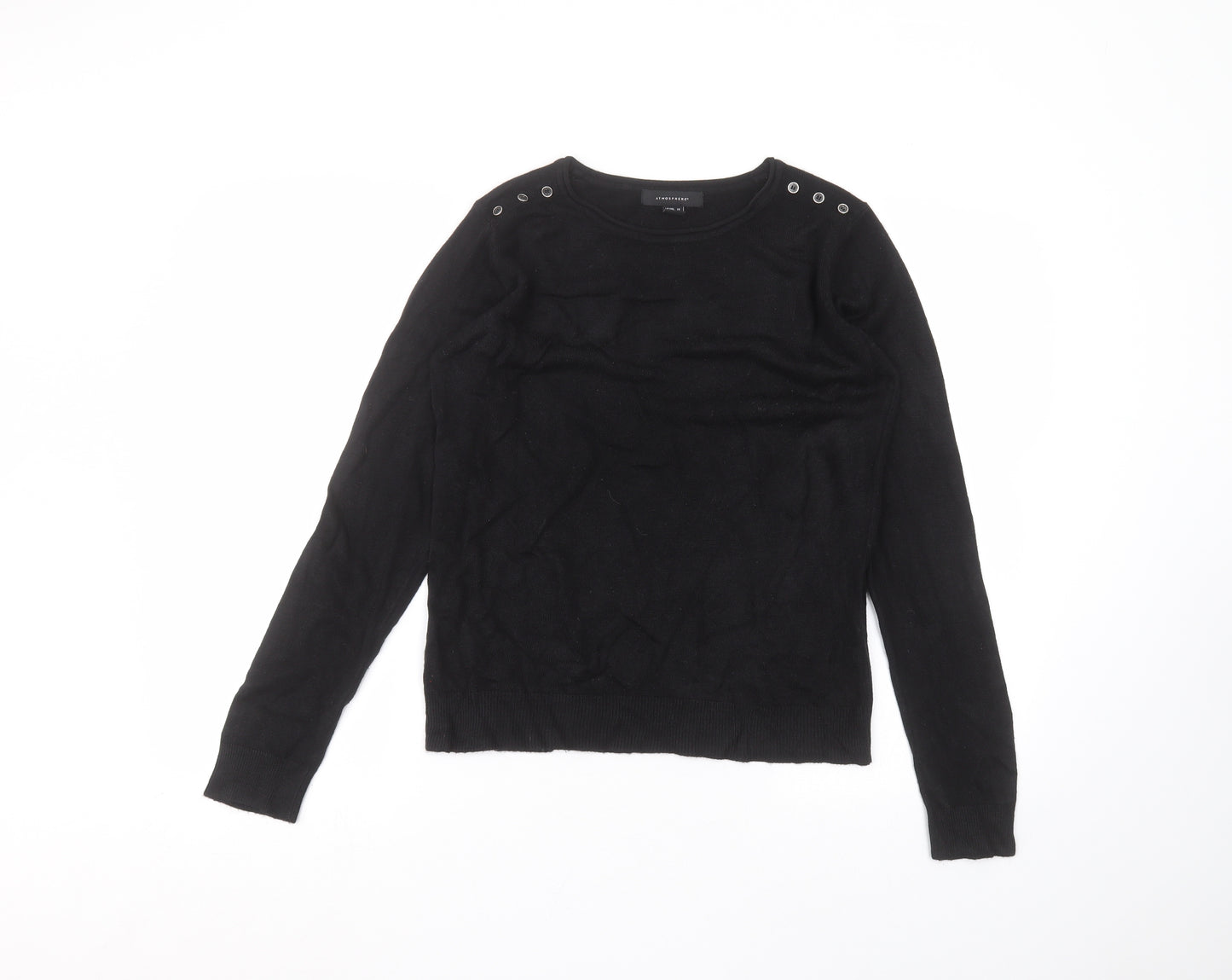 Atmosphere Womens Black  Acrylic Basic T-Shirt Size 10 Round Neck