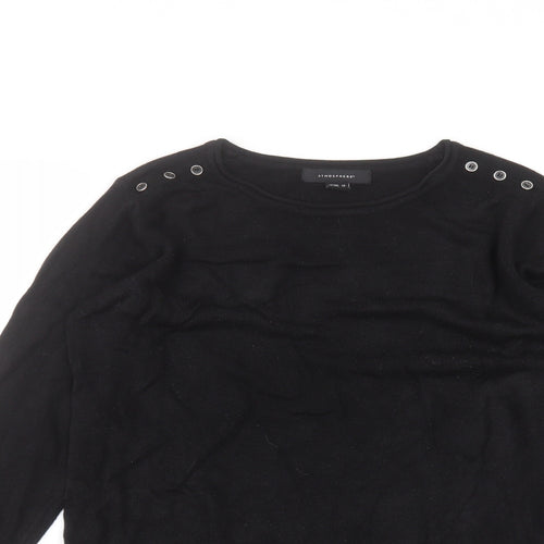 Atmosphere Womens Black  Acrylic Basic T-Shirt Size 10 Round Neck