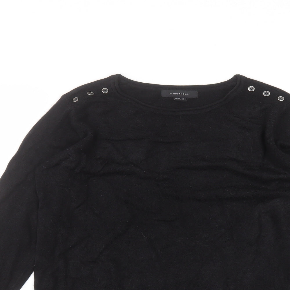 Atmosphere Womens Black  Acrylic Basic T-Shirt Size 10 Round Neck