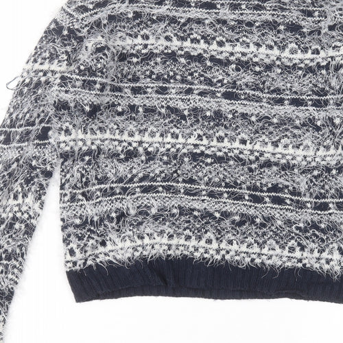 BHS Womens Blue Round Neck  Acrylic Pullover Jumper Size 8