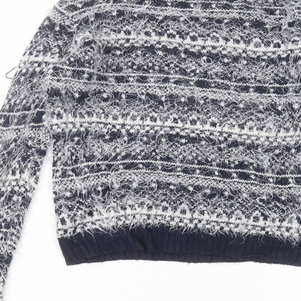 BHS Womens Blue Round Neck  Acrylic Pullover Jumper Size 8