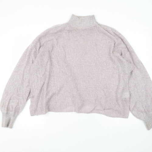 Warehouse Womens Purple Round Neck  Acrylic Pullover Jumper Size L