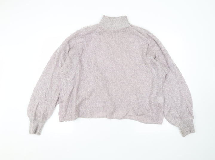 Warehouse Womens Purple Round Neck  Acrylic Pullover Jumper Size L