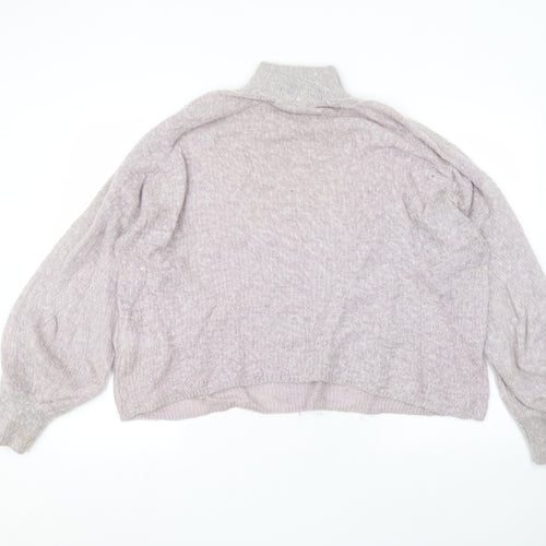 Warehouse Womens Purple Round Neck  Acrylic Pullover Jumper Size L