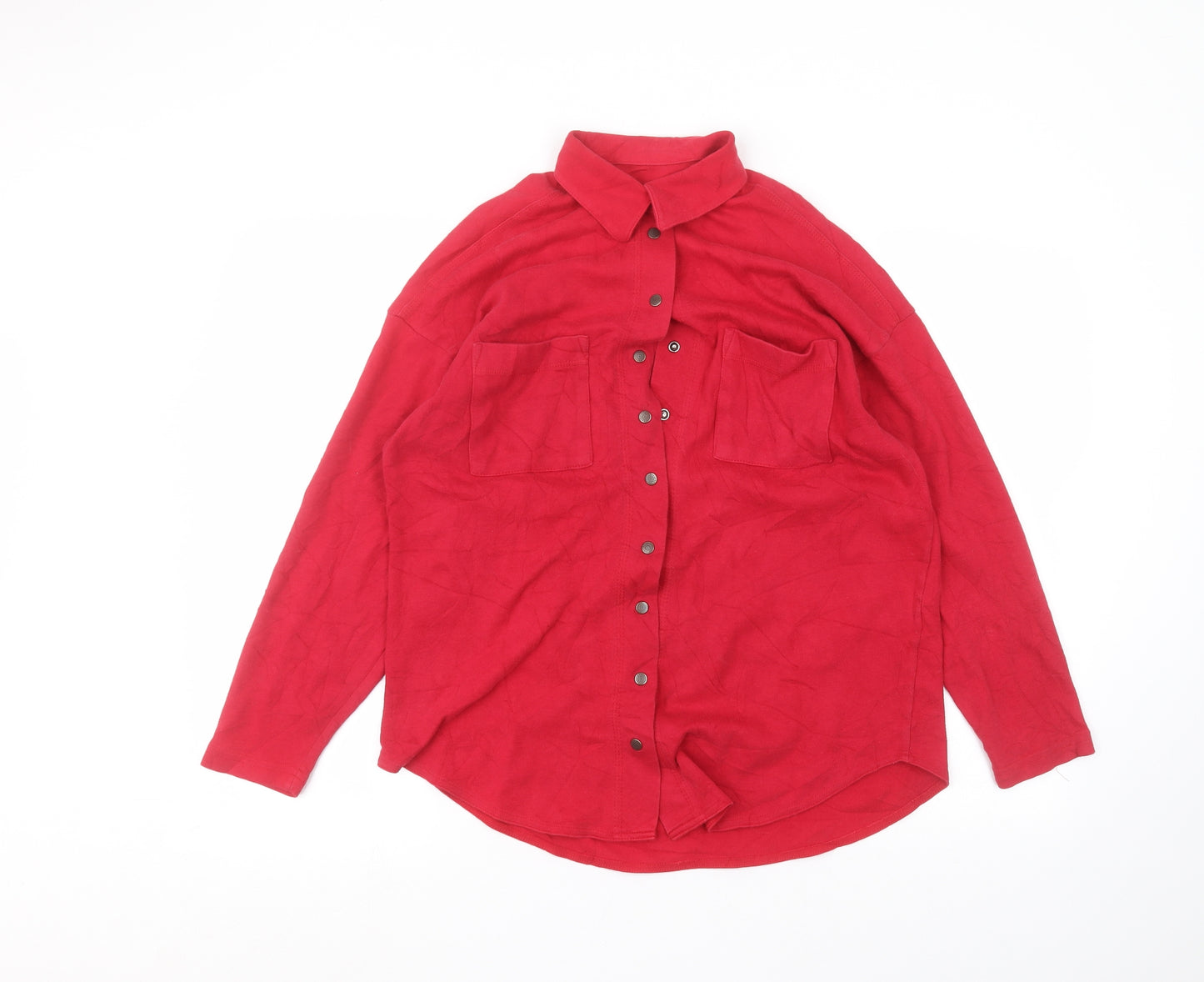Marks and Spencer Womens Red Collared  Cotton Cardigan Jumper Size 12