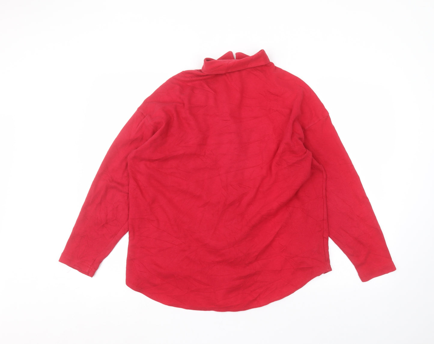 Marks and Spencer Womens Red Collared  Cotton Cardigan Jumper Size 12