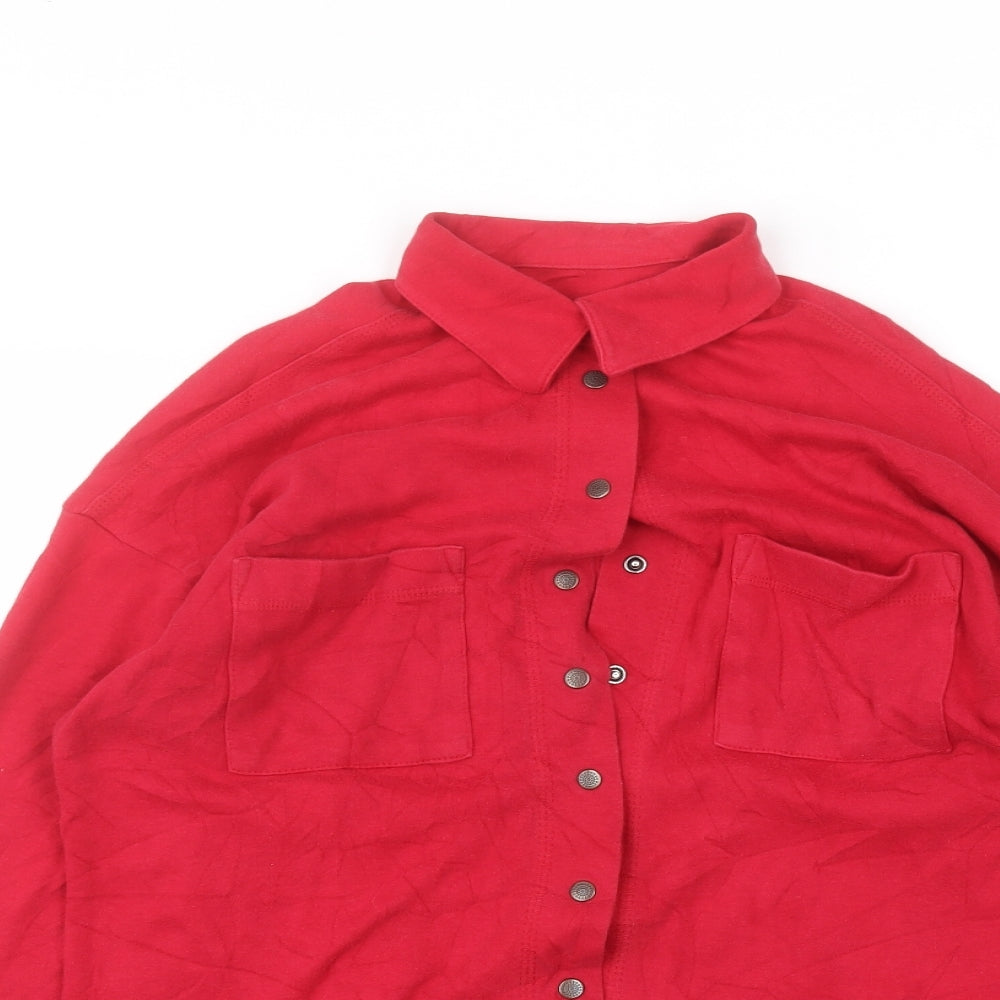 Marks and Spencer Womens Red Collared  Cotton Cardigan Jumper Size 12