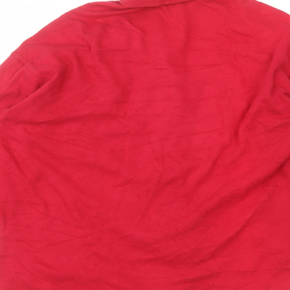 Marks and Spencer Womens Red Collared  Cotton Cardigan Jumper Size 12