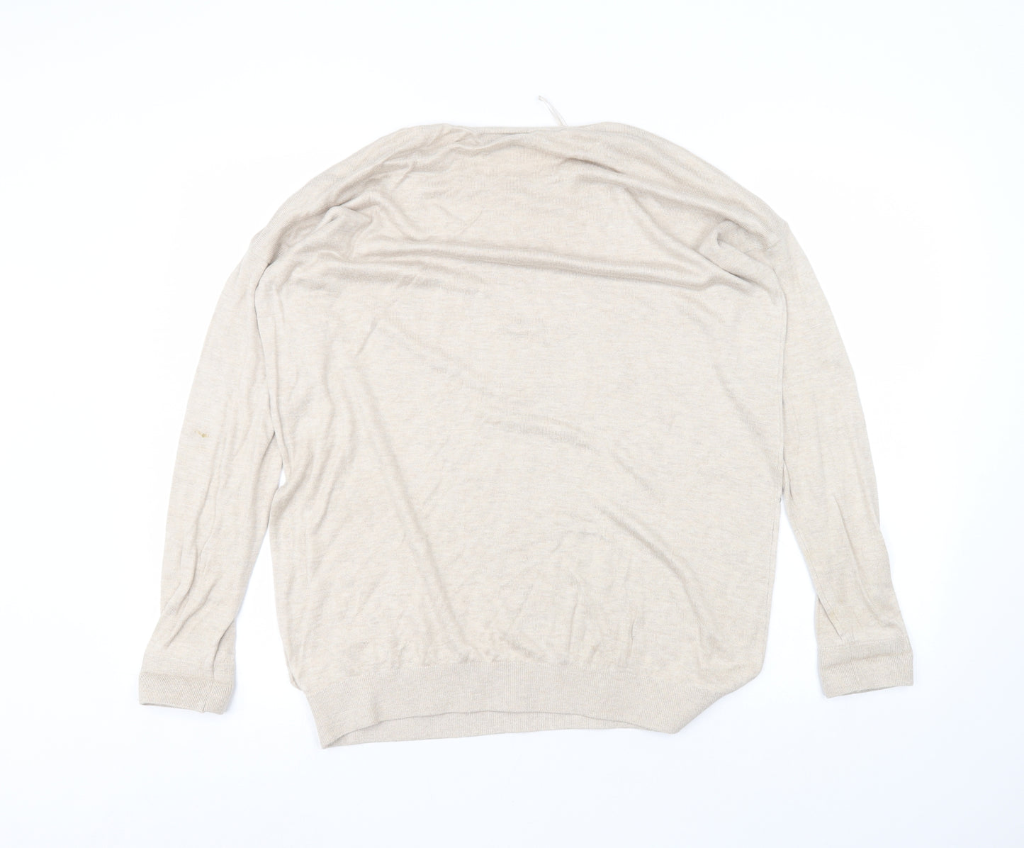 Wallis Womens Beige Round Neck  Viscose Pullover Jumper Size M