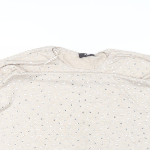 Wallis Womens Beige Round Neck  Viscose Pullover Jumper Size M