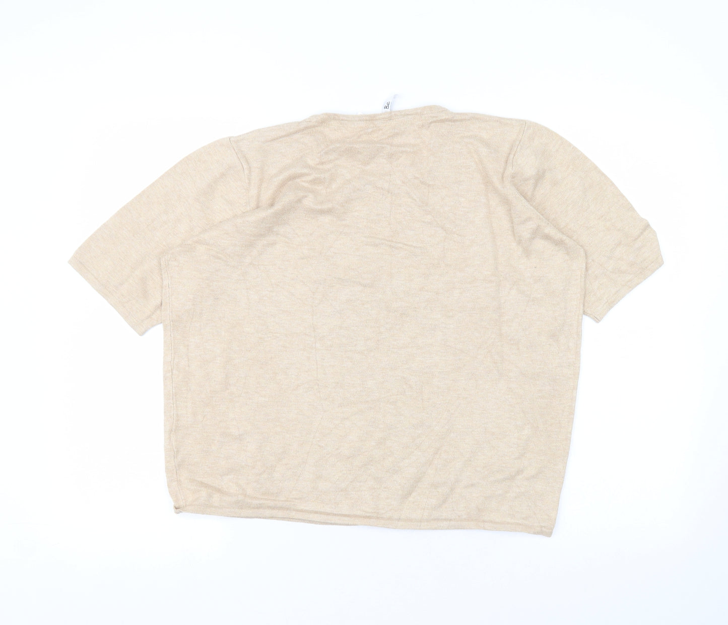 label be Womens Beige  Viscose Basic T-Shirt Size 20 Round Neck