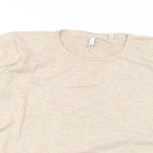 label be Womens Beige  Viscose Basic T-Shirt Size 20 Round Neck