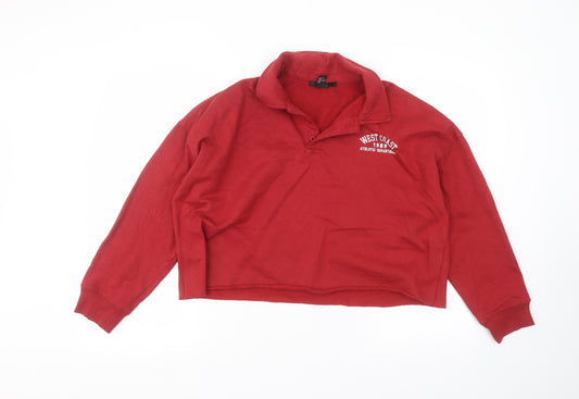 Front view of Forever 21 women’s red collared cotton jumper, size L