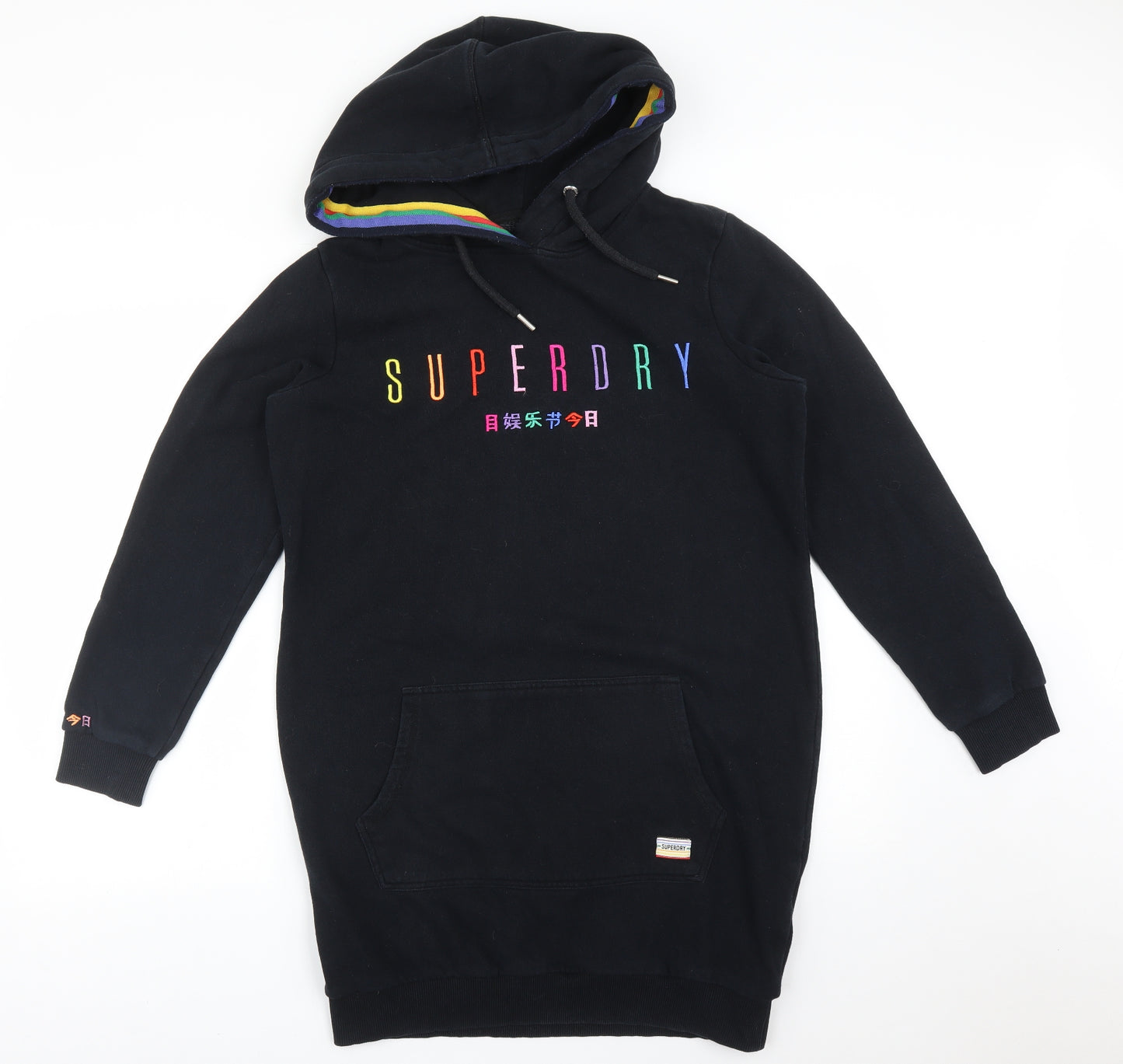 SUPDERDRY Womens Black  Cotton Pullover Hoodie Size 12