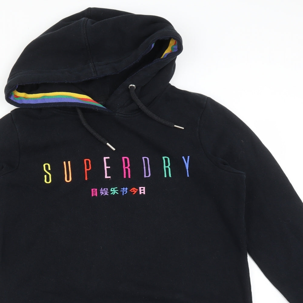 SUPDERDRY Womens Black  Cotton Pullover Hoodie Size 12