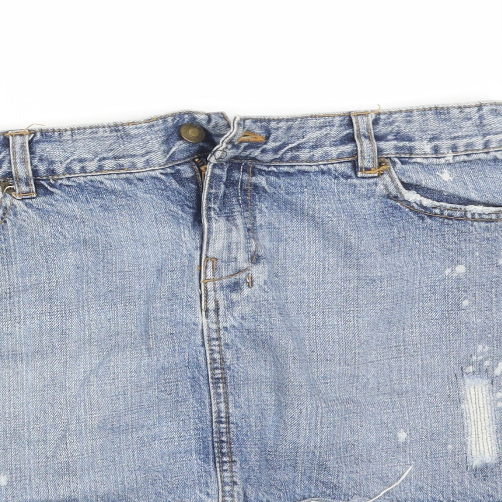 Warehouse Womens Blue  Cotton Straight & Pencil Skirt Size 12