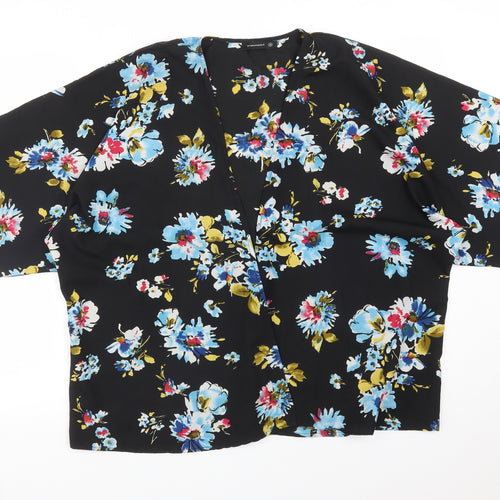 Atmosphere Womens Black  Floral Polyester Cardigan Jumper Size M