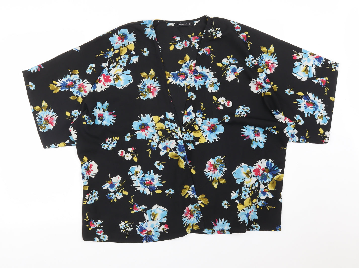 Atmosphere Womens Black  Floral Polyester Cardigan Jumper Size M