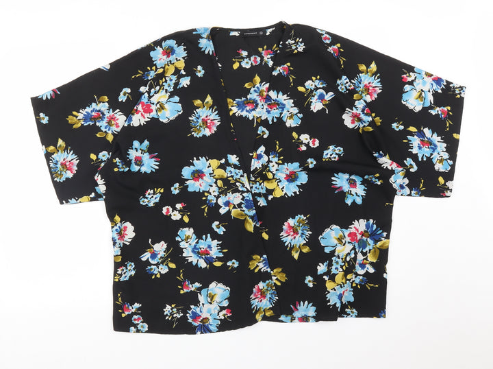 Atmosphere Womens Black  Floral Polyester Cardigan Jumper Size M
