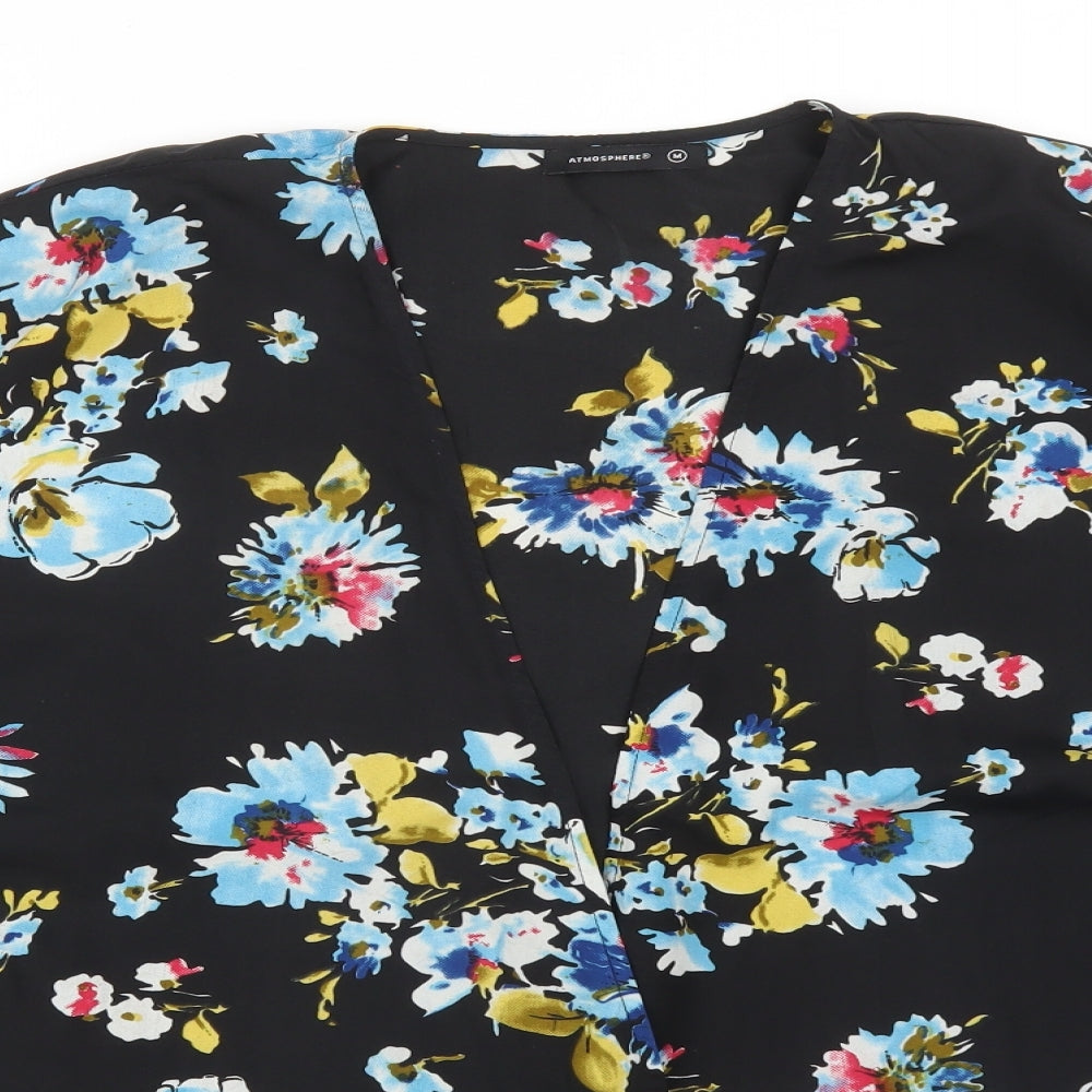 Atmosphere Womens Black  Floral Polyester Cardigan Jumper Size M