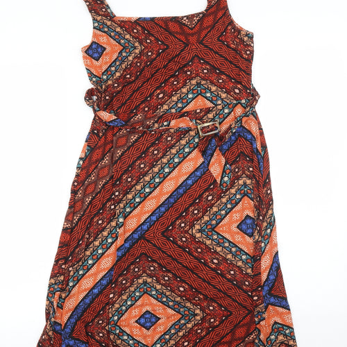 TU Womens Multicoloured Geometric Viscose A-Line  Size 10