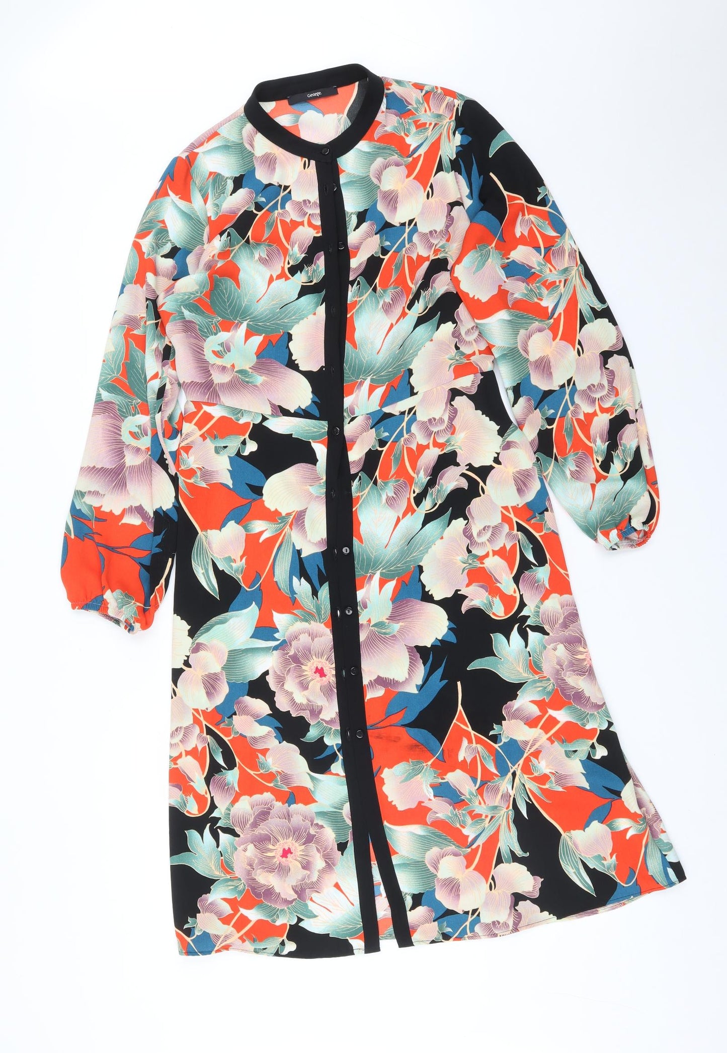 George Womens Multicoloured Floral Polyester Shirt Dress  Size 10 Round Neck
