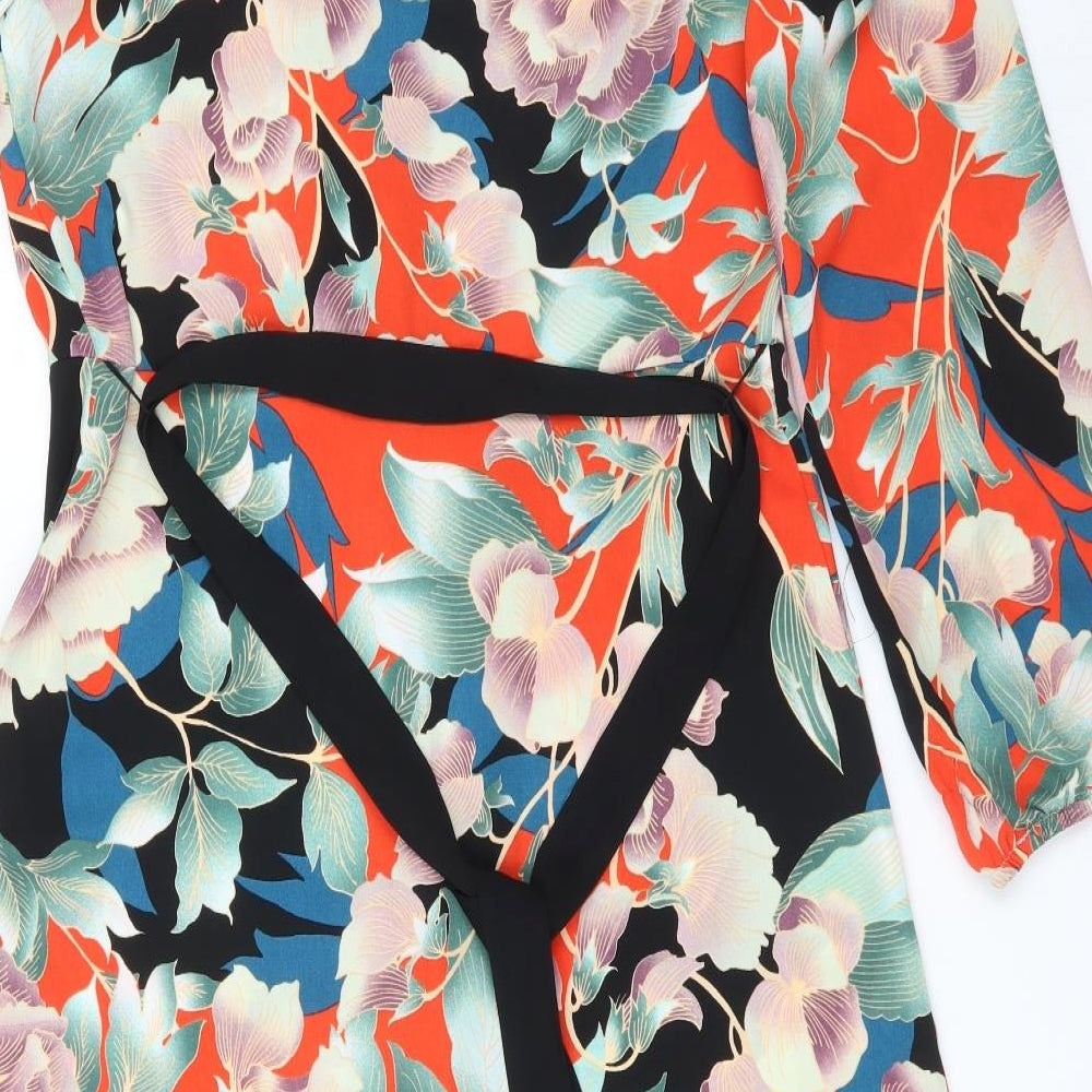 George Womens Multicoloured Floral Polyester Shirt Dress  Size 10 Round Neck
