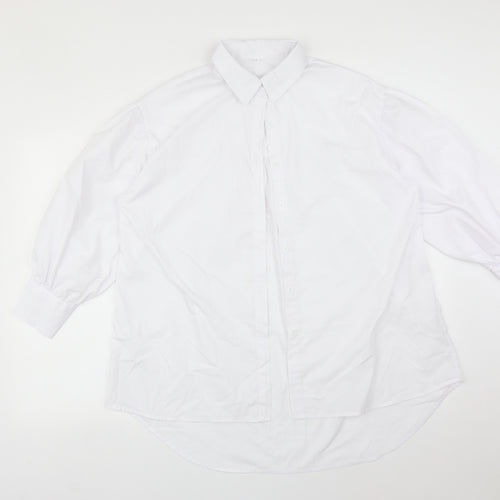 SheIn Womens White  Polyester Basic Button-Up Size M Collared