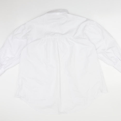 SheIn Womens White  Polyester Basic Button-Up Size M Collared