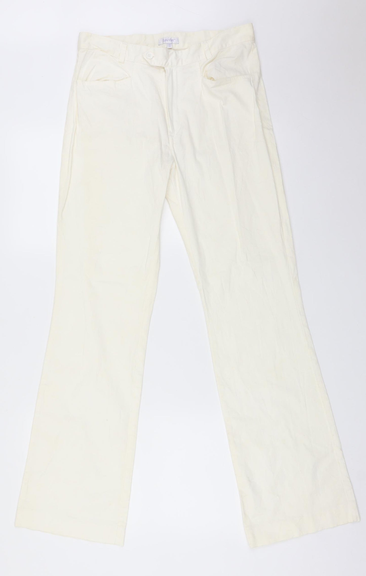 SAVIDA Womens Yellow  Cotton Trousers  Size 12 L31 in Regular